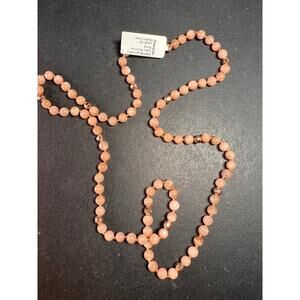 NEW Peach moonstone 30 inch knotted necklace with rose gold over bronze
